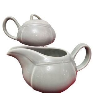 Vintage Paden City Pottery cream and covered sugar bowl with lid